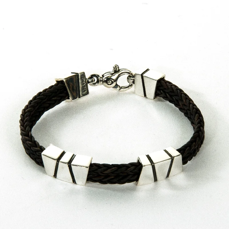 Large Trapezoids on Leather Bracelet