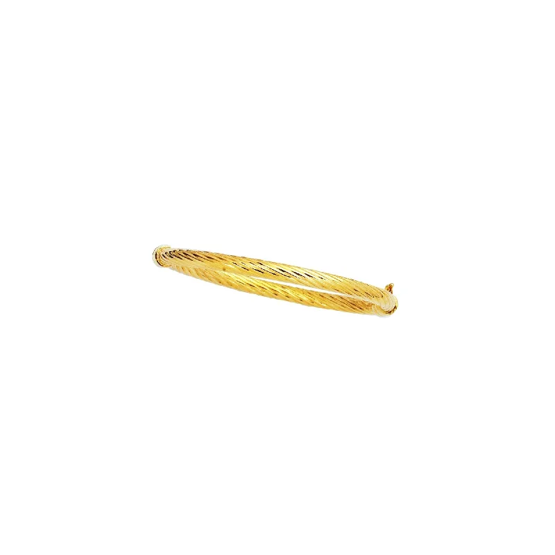 Twist Design Hinged Bangle Bracelet in 14k Yellow Gold