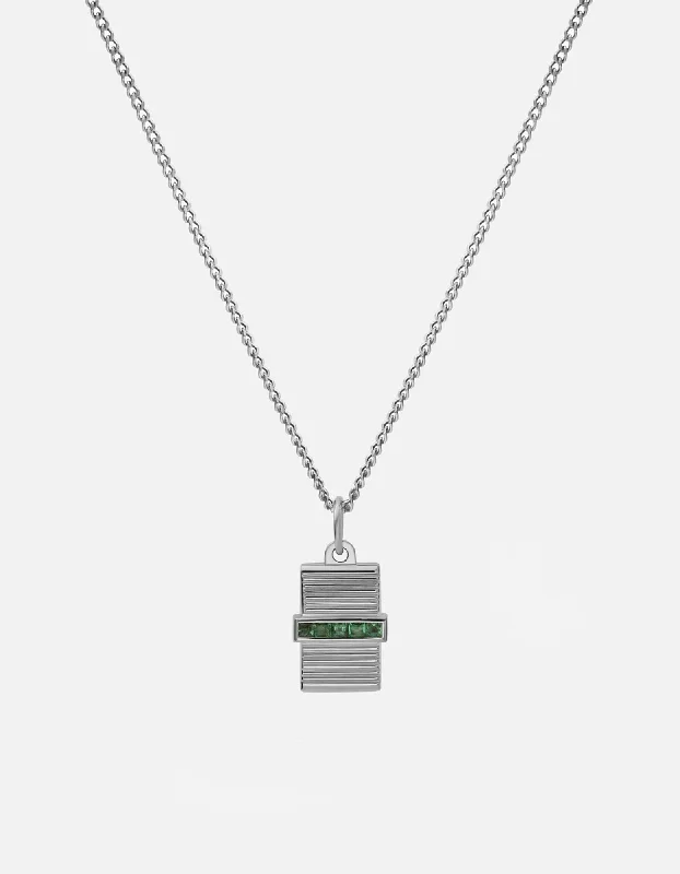 Vault Necklace, Sterling Silver/Emeralds