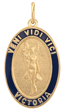 Victoria Pendant, Gold Vermeil w/Navy Blue Enamel