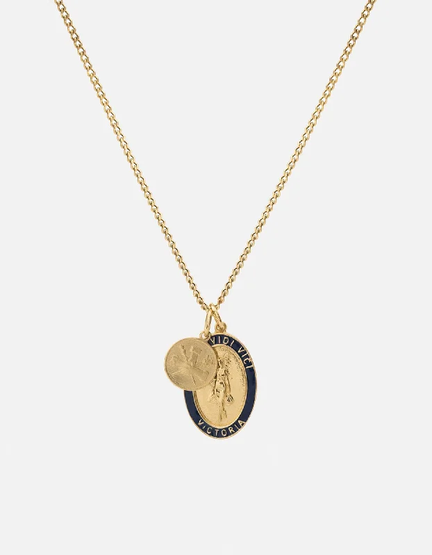 Victoria Necklace, Gold Vermeil/Navy