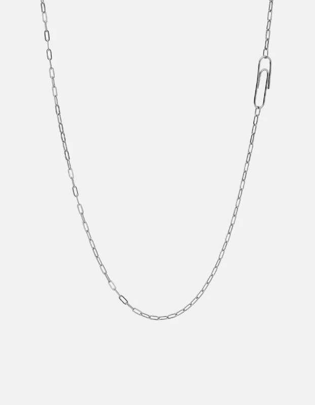 Volt Link Paper Clip Necklace, Sterling Silver