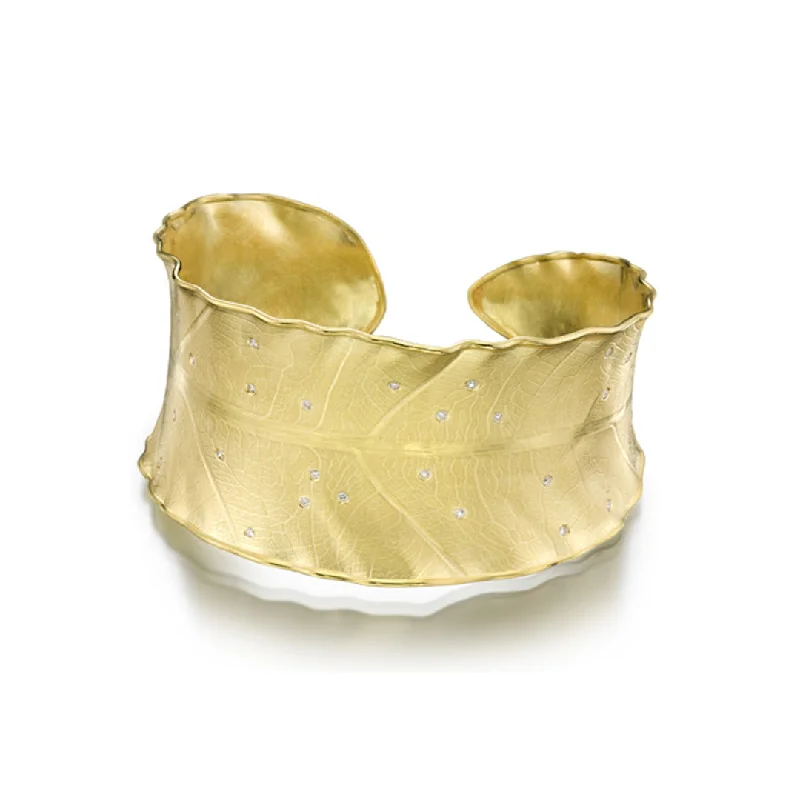 Wide Scattered Diamond Leaf Cuff