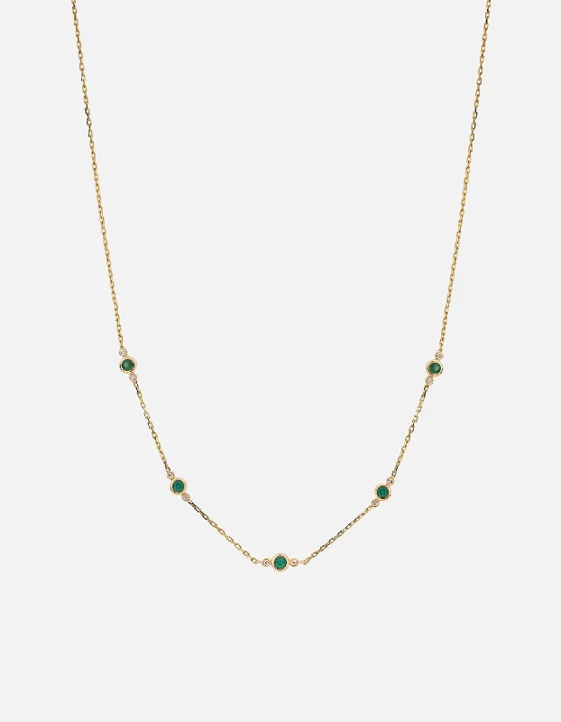 Zaha Chalcedony Necklace, 14k Gold Pavé