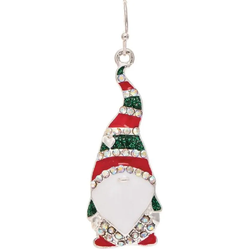 Rain : Silver AB Crystal Gnome Elf Xmas Earrings