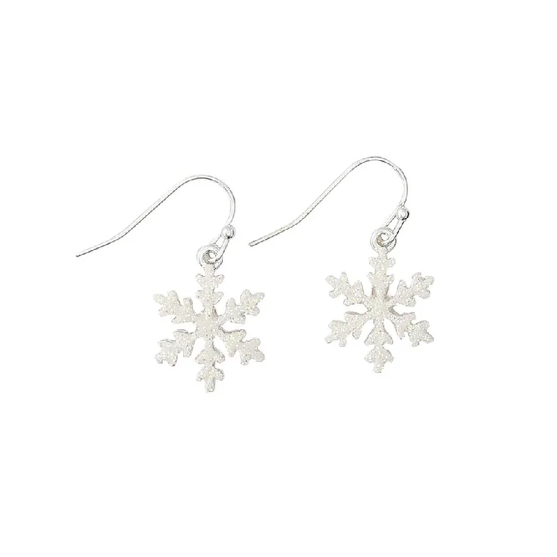 Periwinkle by Barlow : Iridescent White Snowflakes - Earrings