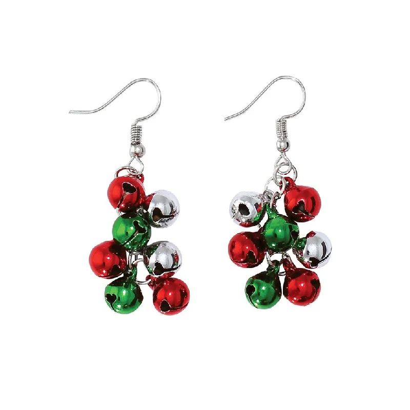 Periwinkle by Barlow : Festive Holiday Bell Drops in Green and Red - Earrings