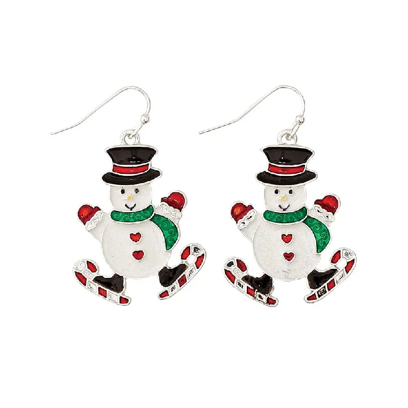 Periwinkle by Barlow : Jolly Snowmen On Skate - Earrings