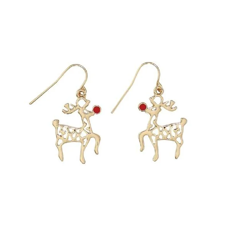 Periwinkle by Barlow : Bright Gold Rudolph - Earrings