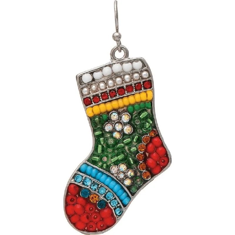 Rain : Silver Hand Beaded Stocking Earrings