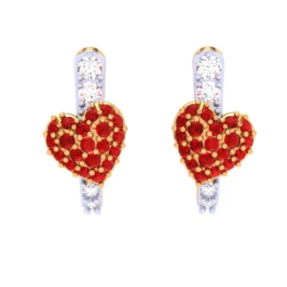 14k Diamond Studded Heart Themed Yellow Gold Earring