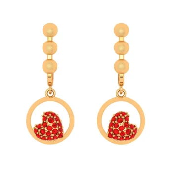 14k Embossed Valentine Special Yellow Gold Jhumka