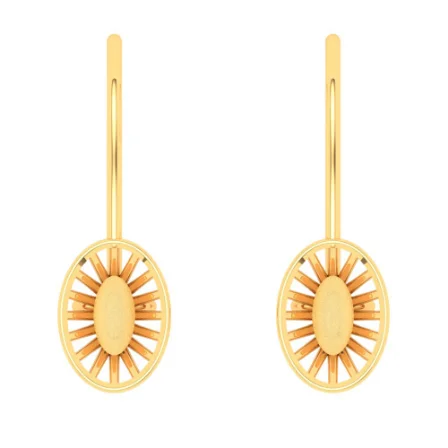 14KT Oval Shape Gold Drop Earring From Amazea Collection