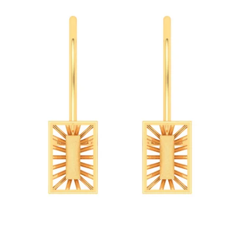 14KT Rectangle Shape Gold Drop Earring From Amazea Collection