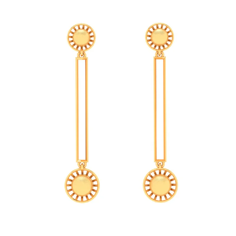 14KT Round Shape Gold Stud Earring With A Drop From Amazea Collection