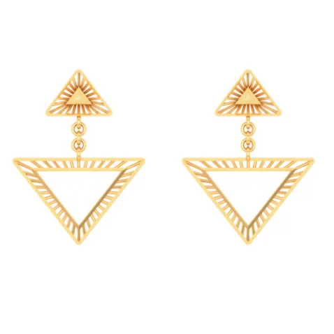 14KT Triangle Shape Gold Drop Earring From Amazea Collection