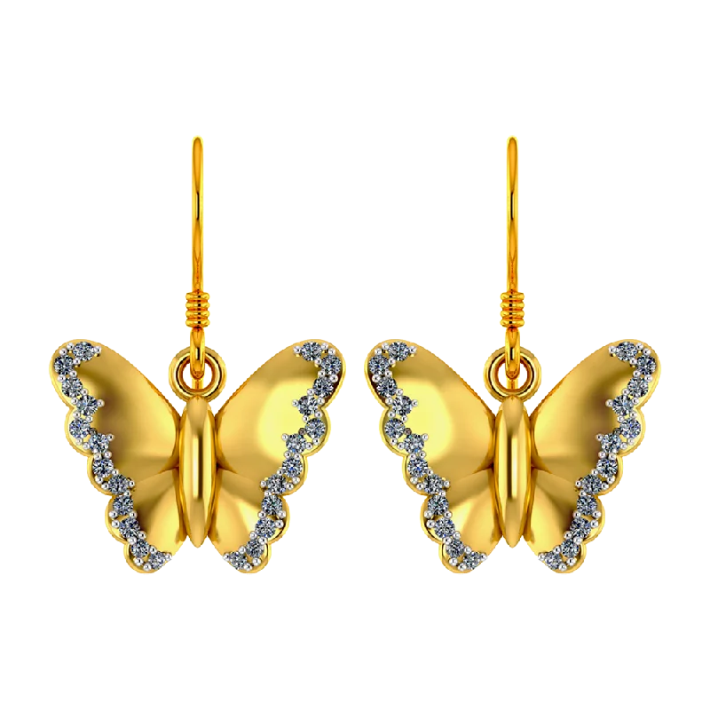 Bedazzling Butterfly Gold Earring