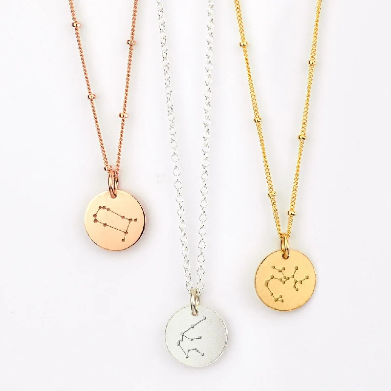 Zodiac Constellation Necklace • Silver, Gold or Rose Gold