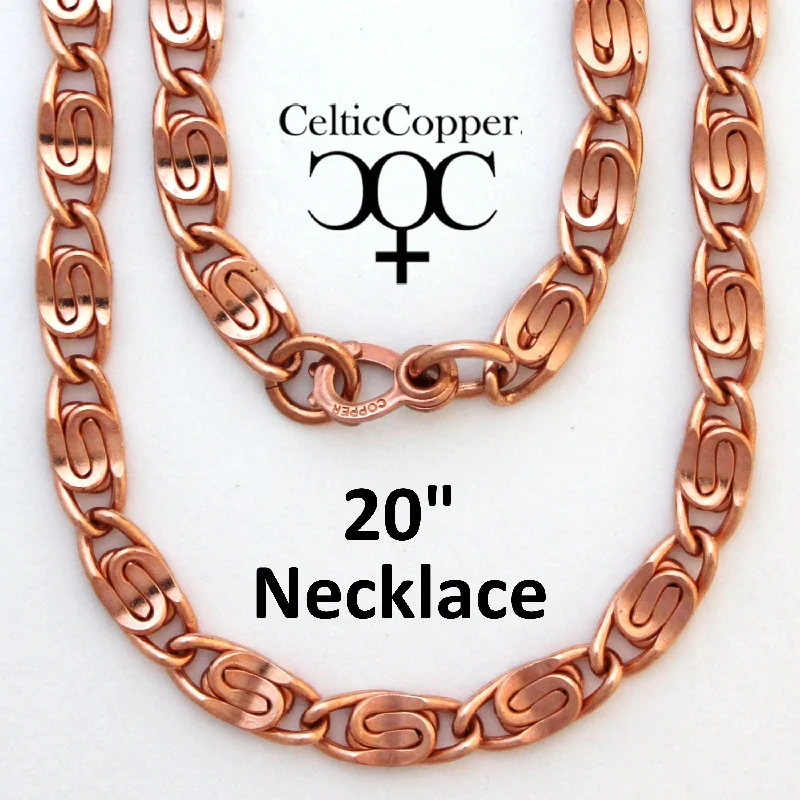 Copper Scroll Chain Necklace Heavy 9 mm Solid Copper Scroll Chain Necklace 20 Inch Chain