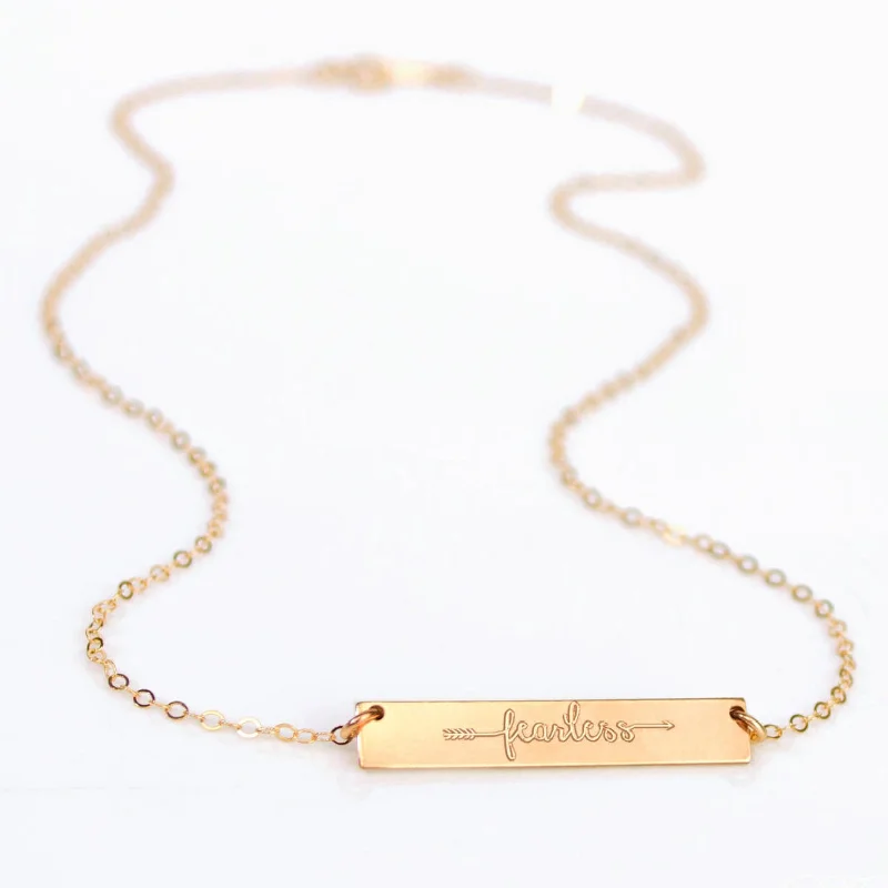 Fearless Necklace - Silver, Gold or Rose Gold Bar Necklace