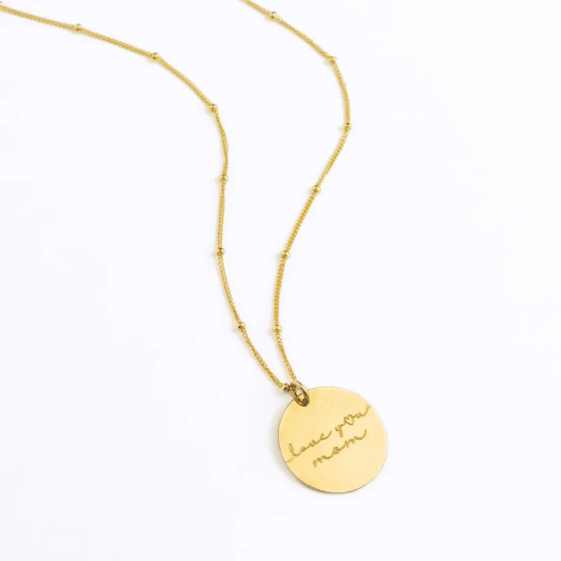 Love You Mom Custom Disc Necklace