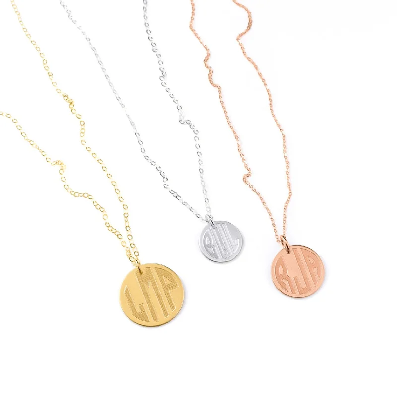 Personalized Monogram Necklace - Disk Necklace