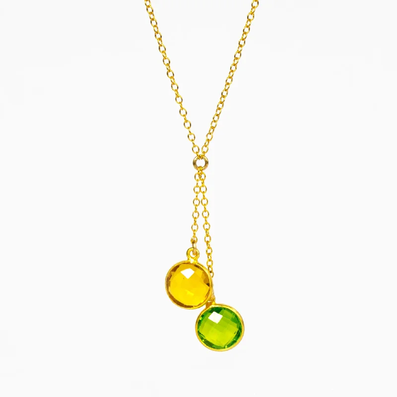 Round Birthstone Lariat Necklace