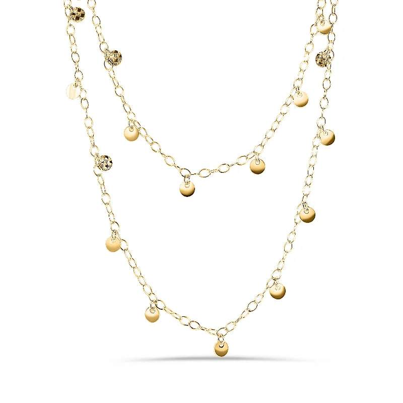 Gold Plated 925 Sterling Silver Confetti Disc Necklace - DIN00097GP