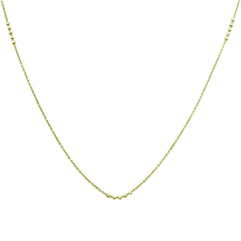 Gold Plated 925 Sterling Silver DC Beaded Chain Necklace - CHN00002GP