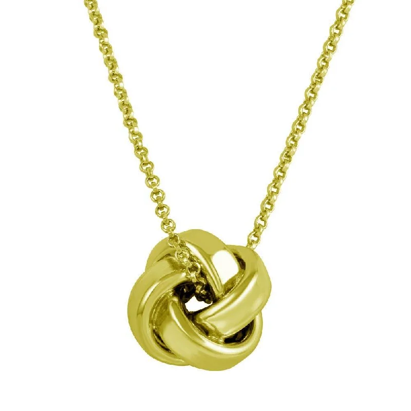 Gold Plated 925 Sterling Silver Knot Pendant Necklace - ARN00043GP