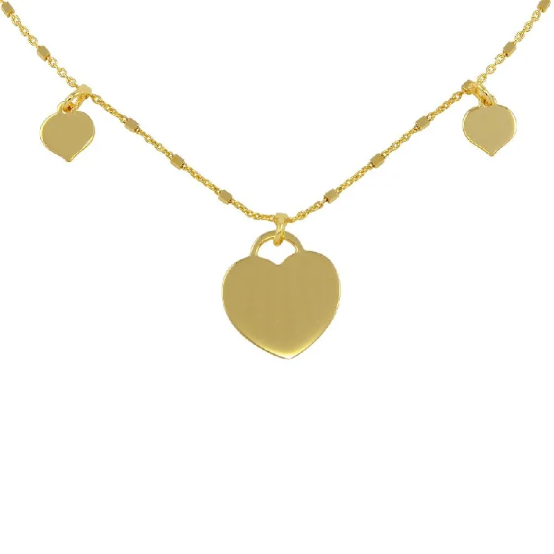 Gold Plated 925 Sterling Silver Triple Heart Choker Necklace - ECN00037GP