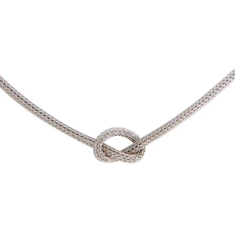 Rhodium Plated 925 Sterling Silver Knotted Necklace - ARN00052RH