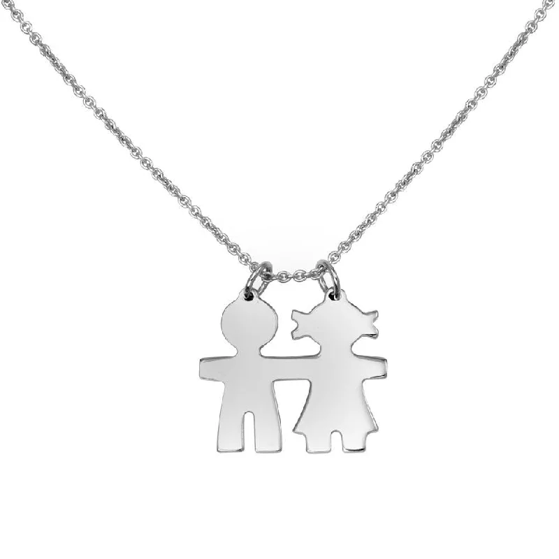 Rhodium Plated 925 Sterling Silver Baby Boy and Girl Necklace - DIN00104RH