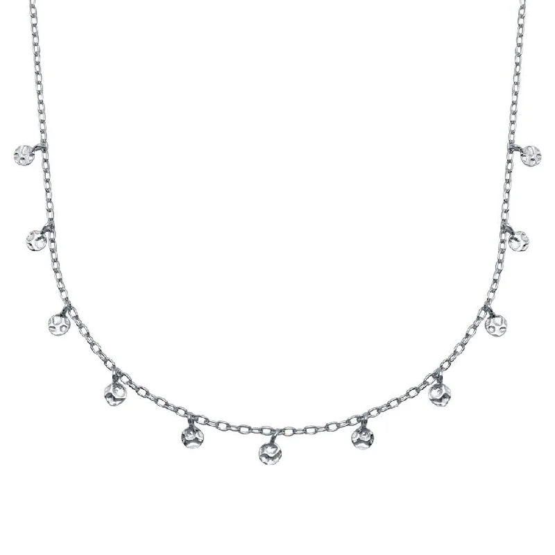 Rhodium Plated 925 Sterling Silver Confetti Choker Necklace - DIN00092