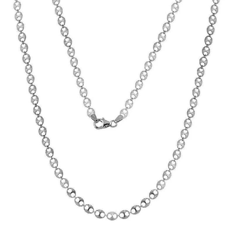 Rhodium Plated 925 Sterling Silver Double Hole Link Necklace - ECN00039RH