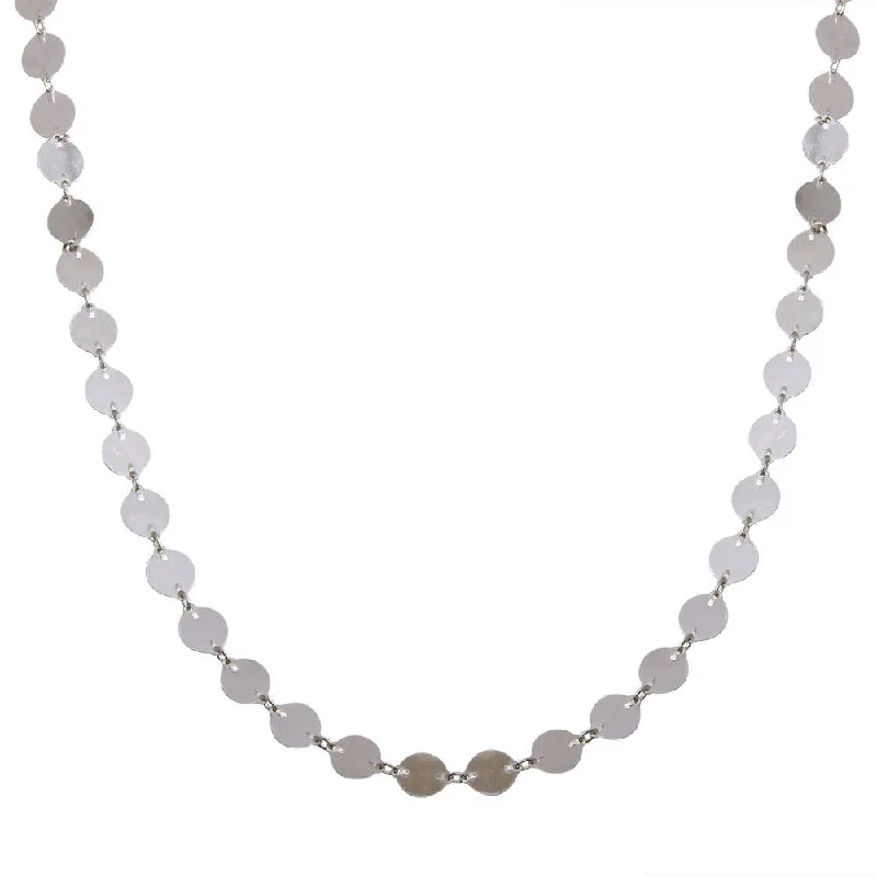 Rhodium Plated 925 Sterling Silver Plain Confetti Necklace - ECN00044RH