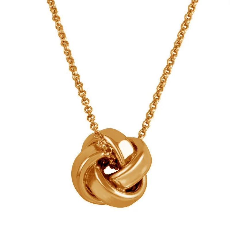 Rose Gold Plated 925 Sterling Silver Knot Pendant Necklace - ARN00043RGP