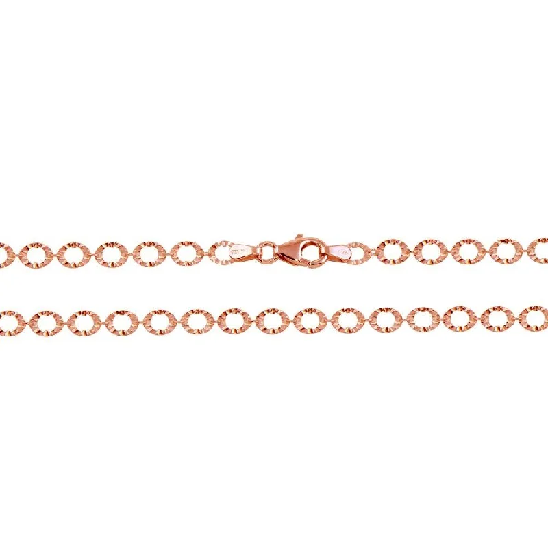 Rose Gold Plated 925 Sterling Silver Link Chain Necklace - ECN00040RGP