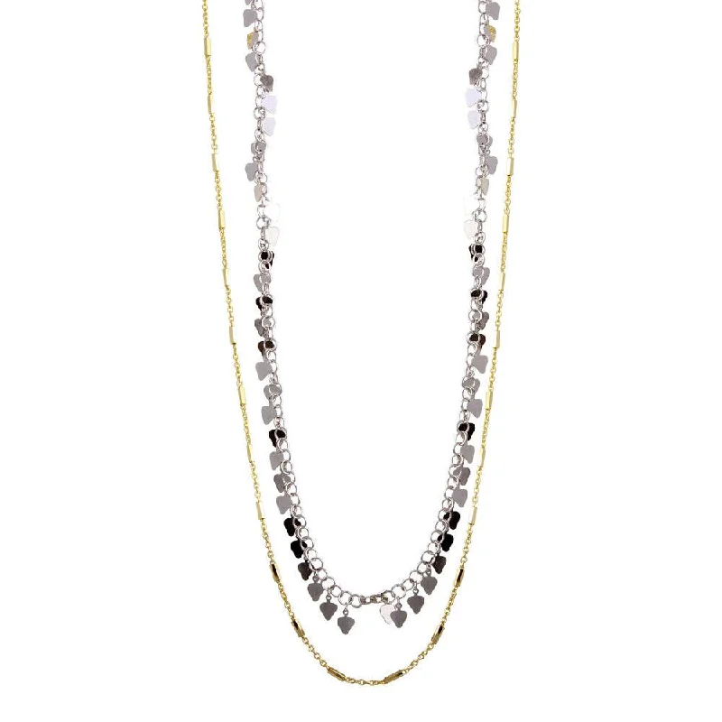 Two-Tone 925 Sterling Silver Double Chain Confetti Necklace - ECN00047YW