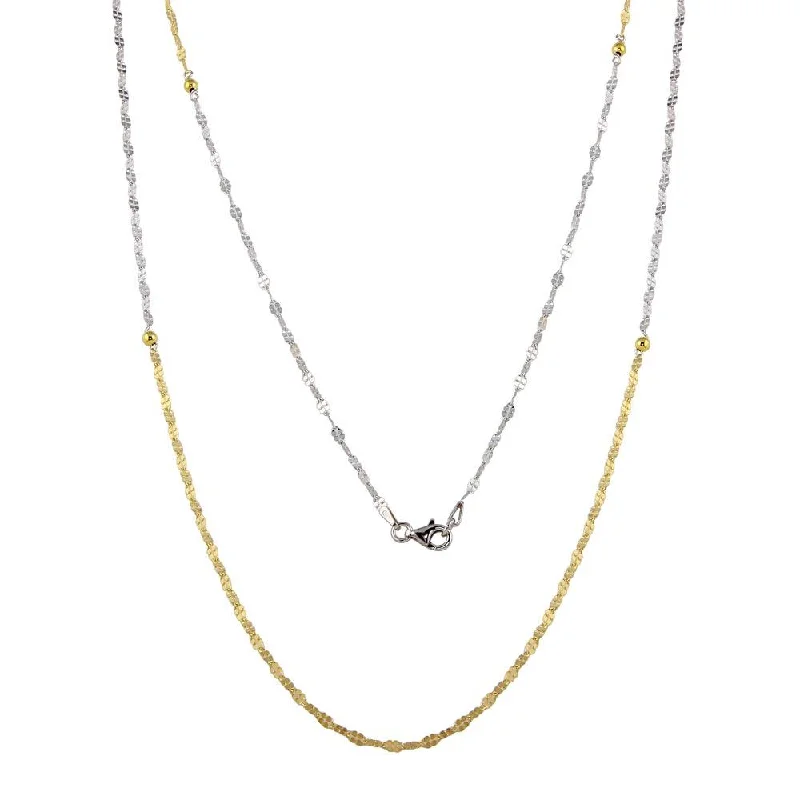 Two-Tone 925 Sterling Silver Rhodium and Gold Plated Chain Necklace - ECN00043RH-GP