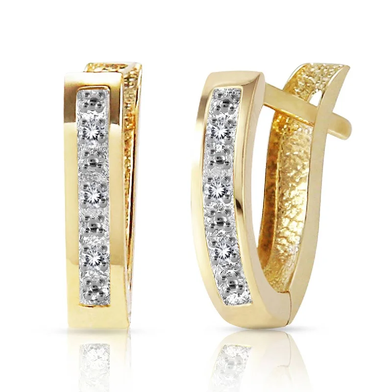 0.04 Carat 14K Solid Yellow Gold Oval Huggie Earrings Diamond