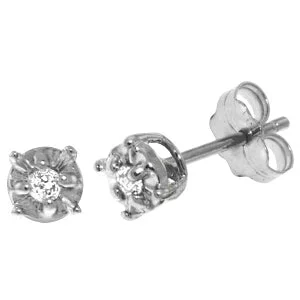 0.06 Carat 14K Solid White Gold Illusion Settings Stud Earrings Diamond