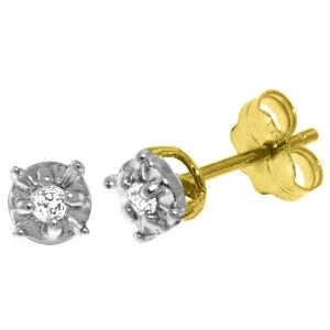 0.06 Carat 14K Solid Yellow Gold Illusion Settings Stud Earrings Diamond