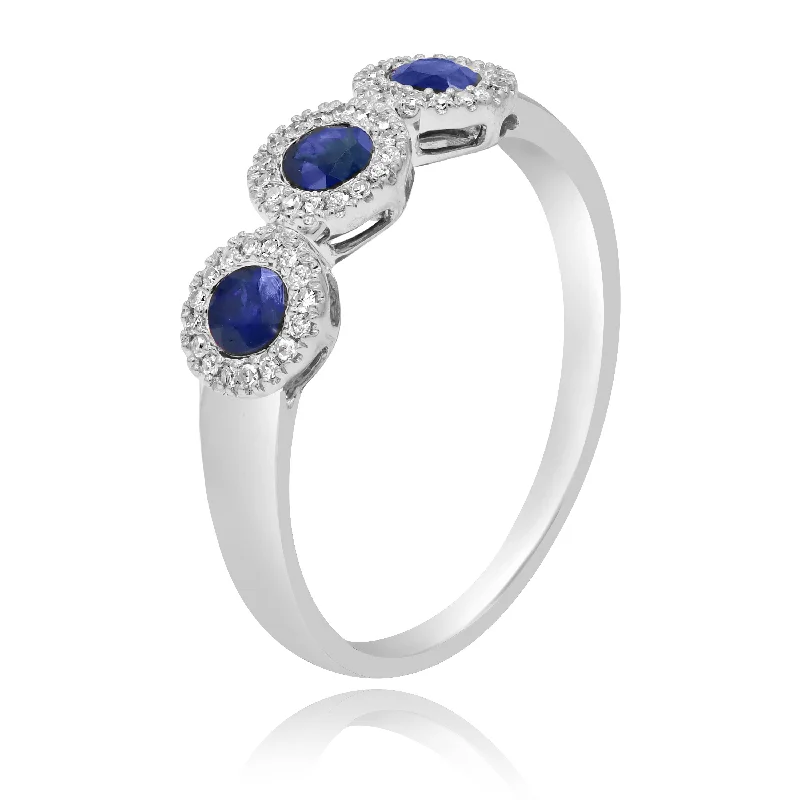 0.08ct Diamond and 0.40ct Sapphire Ring set in 14KT White Gold / RN404177F