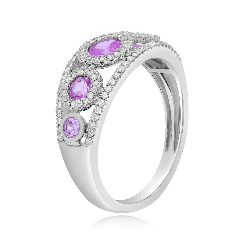 0.23ct Diamond and 0.86ct Pink Sapphire Ring set in 14KT White Gold / RN404500N