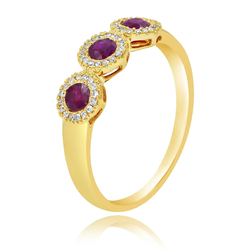 0.09ct Diamond and 0.52ct Ruby Ring set in 14KT Yellow Gold / RN404177H