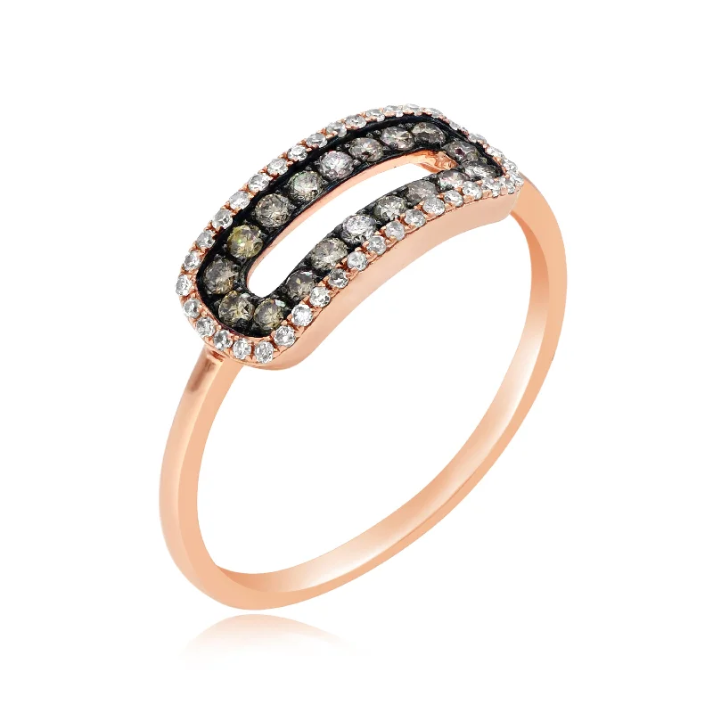 0.13ct Diamond and 0.25ct Brown Diamond Ring set in 14KT Rose Gold / R08876