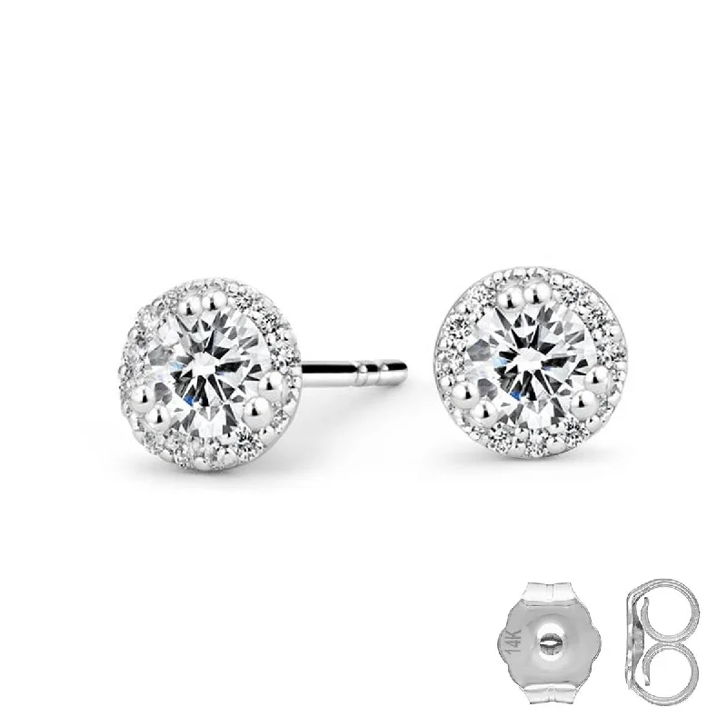 0.16 Carat 14K Solid White Gold Two Is One Diamond Earrings