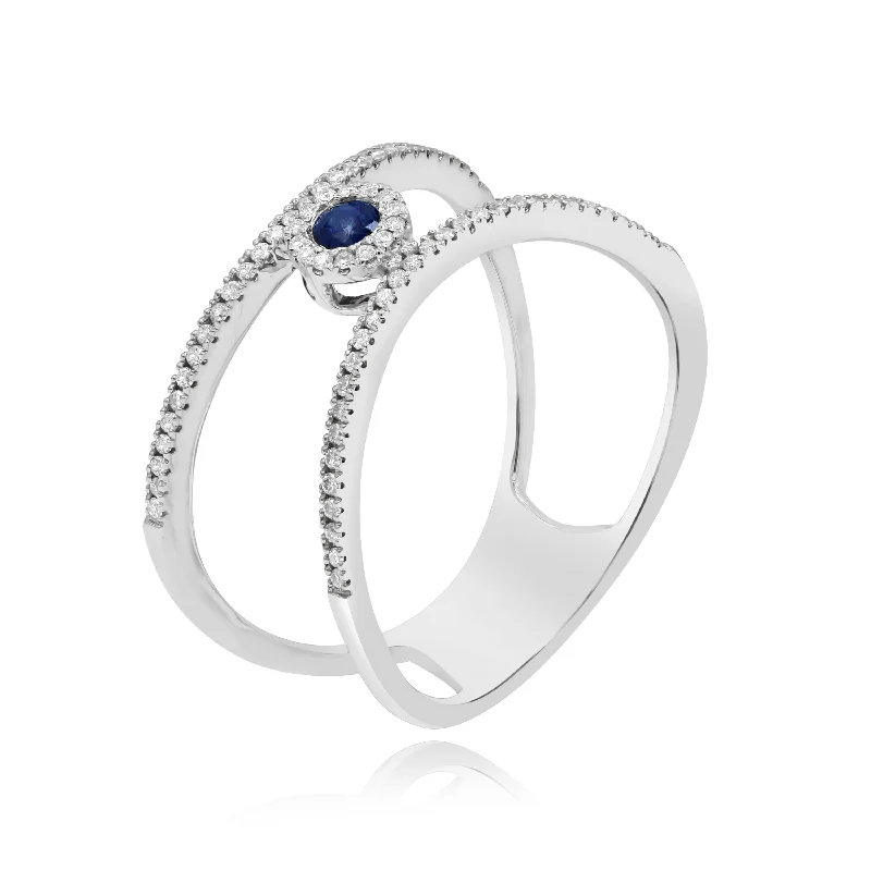 0.17ct Diamond and 0.07ct Sapphire Ring set in 14KT White Gold / RN404503F