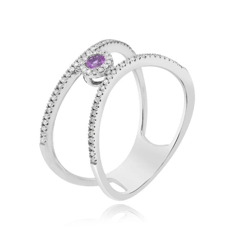 0.17ct Diamond and 0.07ct Pink Sapphire Ring set in 14KT White Gold / RN404503G